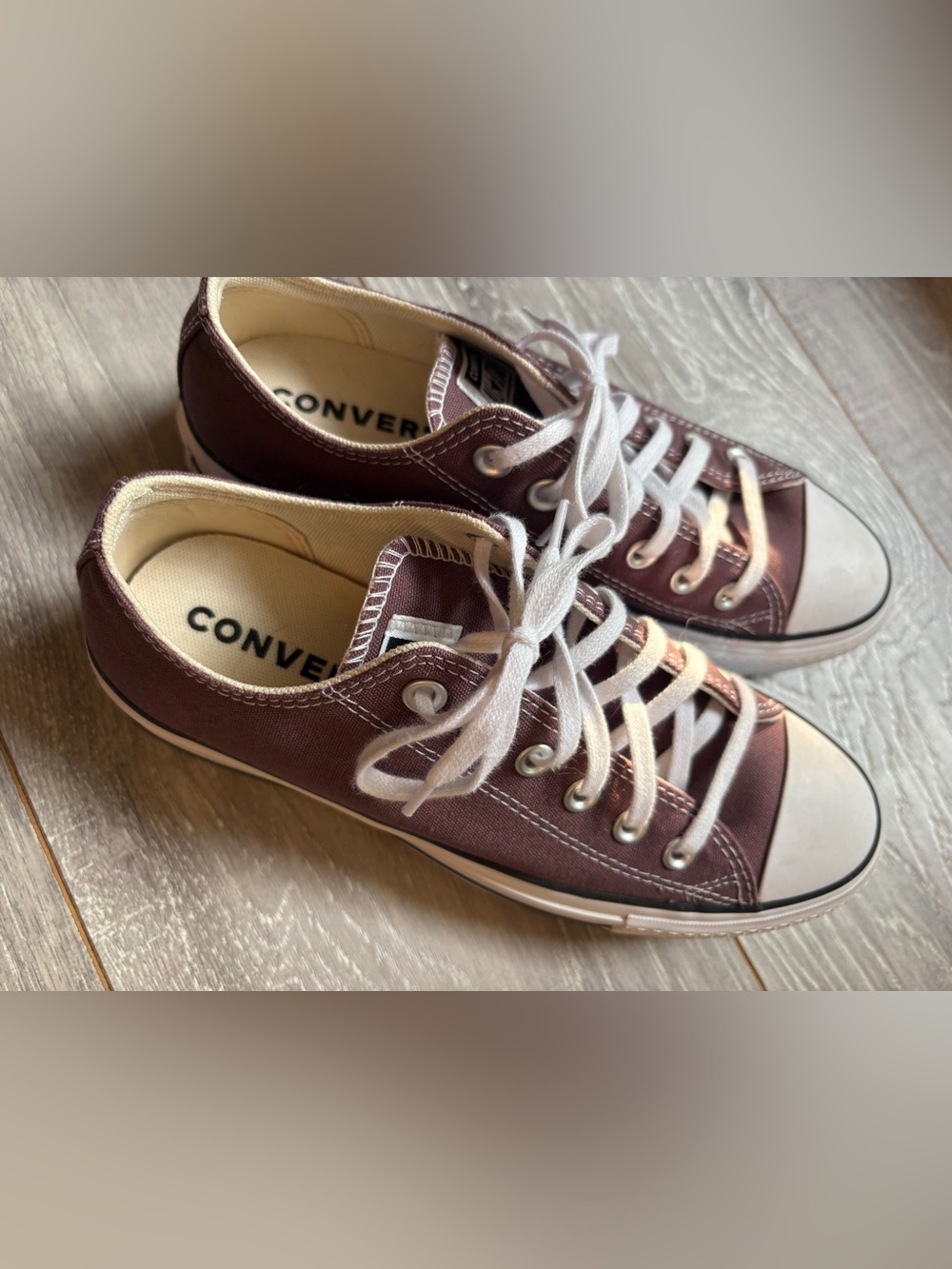 Converse Women’s Platform Low Top Canvas Sneakers in Burgundy with White Laces
